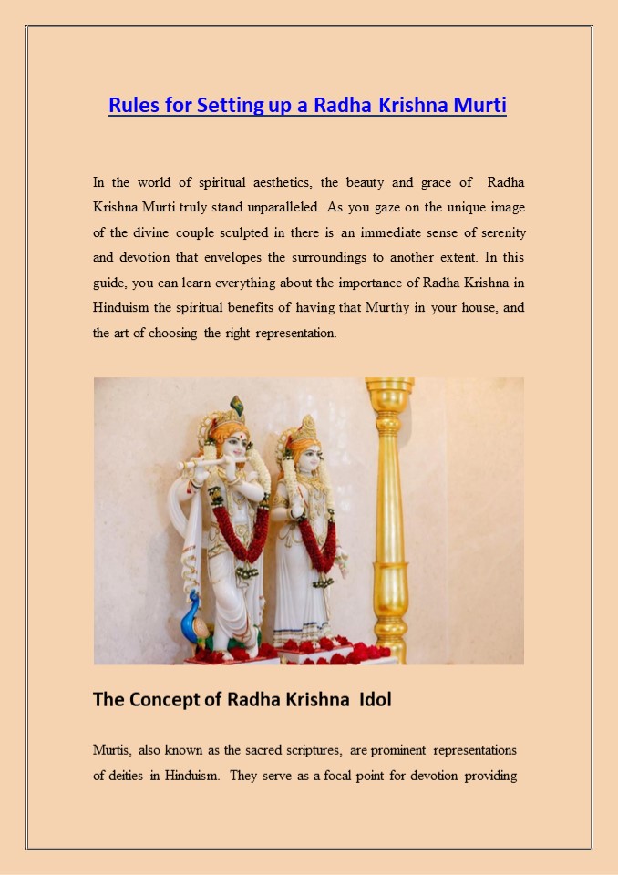 Rules for Setting up a Radha Krishna Murti