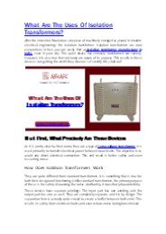 What Are The Uses Of Isolation Transformers?