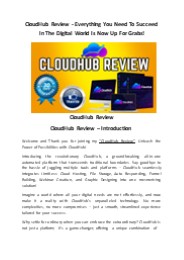 CloudHub Review - Everything You Need To Succeed In The Digital World Is Now Up For Grabs!
