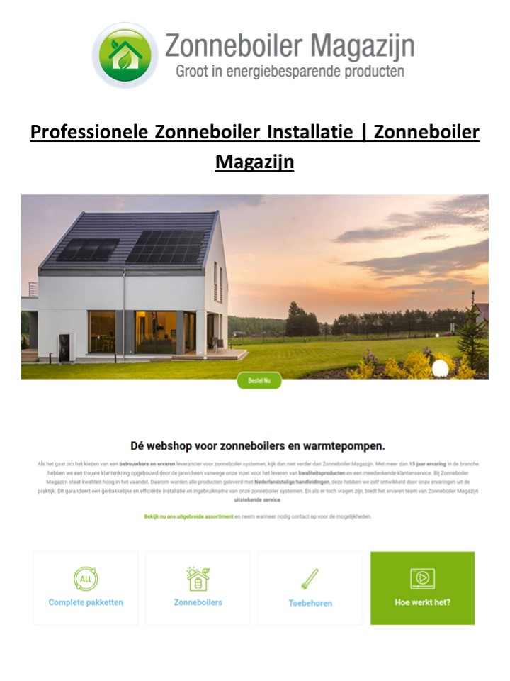 Beste Milieuvriendelijke Verwarming bij Zonneboiler Magazijn