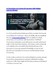 An Expedition Into Demand Forecasting With Machine Learning Models