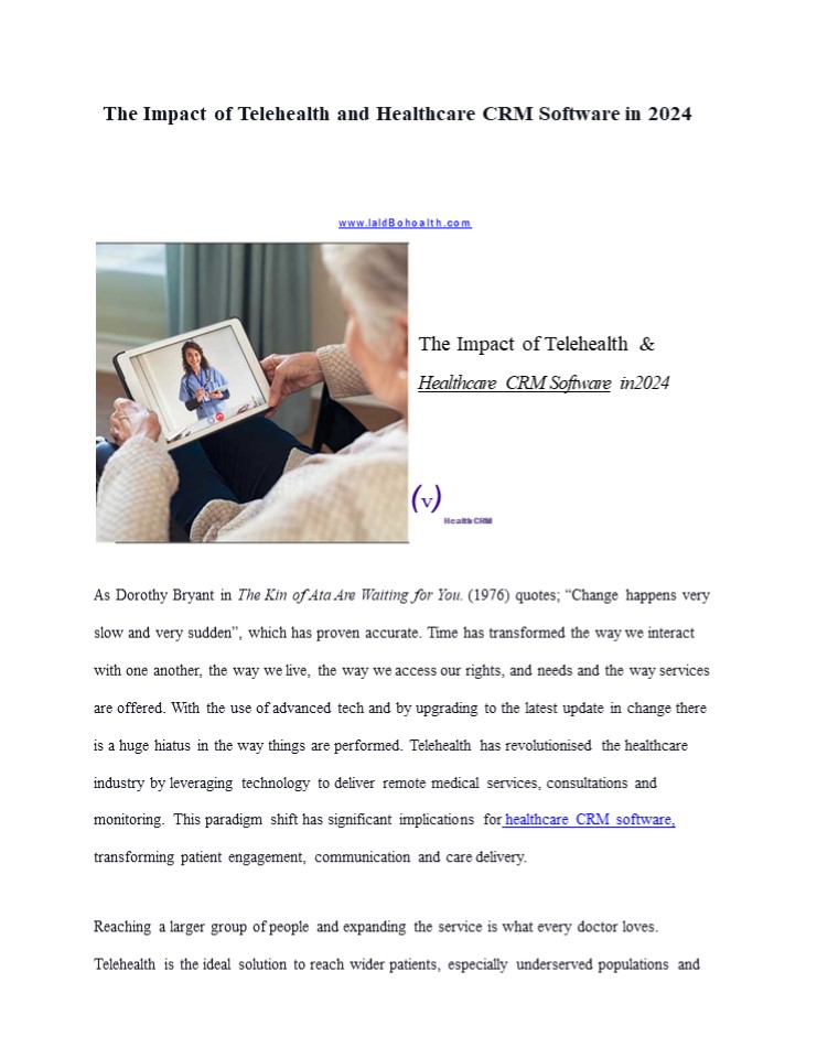 The Impact of Telehealth and Healthcare CRM Software in 2024 ...