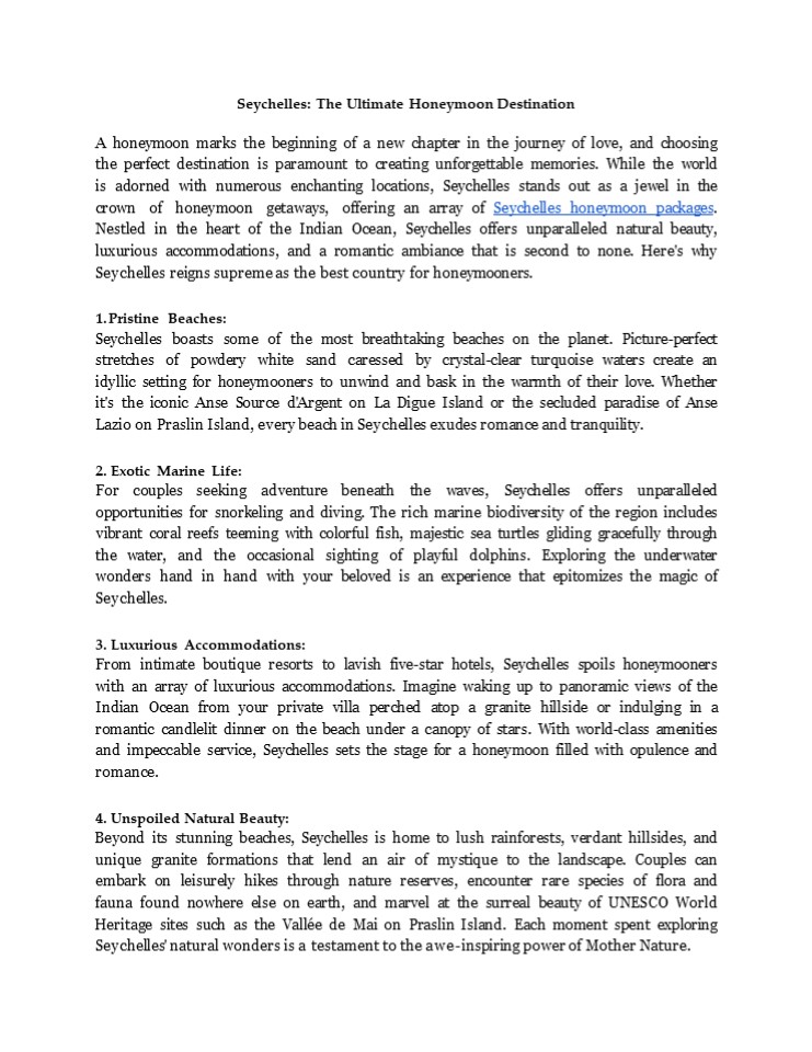 Seychelles: The Ultimate Honeymoon Destination