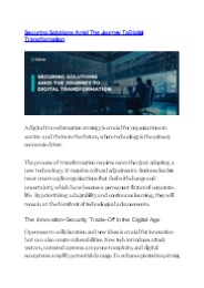 Securing Solutions Amid the Journey to Digital Transformation