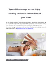 Get Top notch Mobile Massage in cambridgeshire