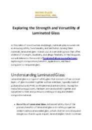 Exploring the Strength and Versatility of Laminated Glass