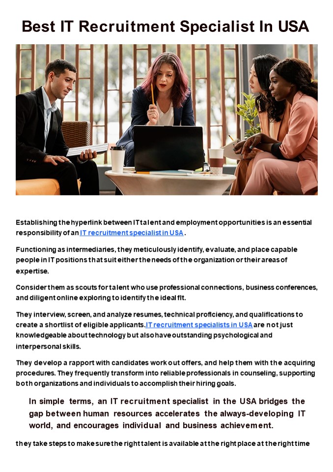 Best IT Recruitment Specialist In USA