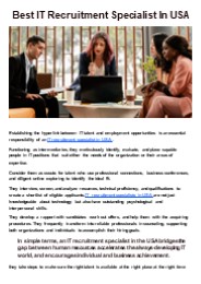 Best IT Recruitment Specialist In USA
