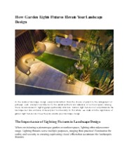 How Garden Lights Fixtures Elevate Your Landscape Design