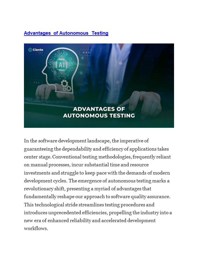 Advantages of Autonomous Testing