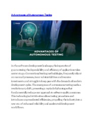 Advantages of Autonomous Testing