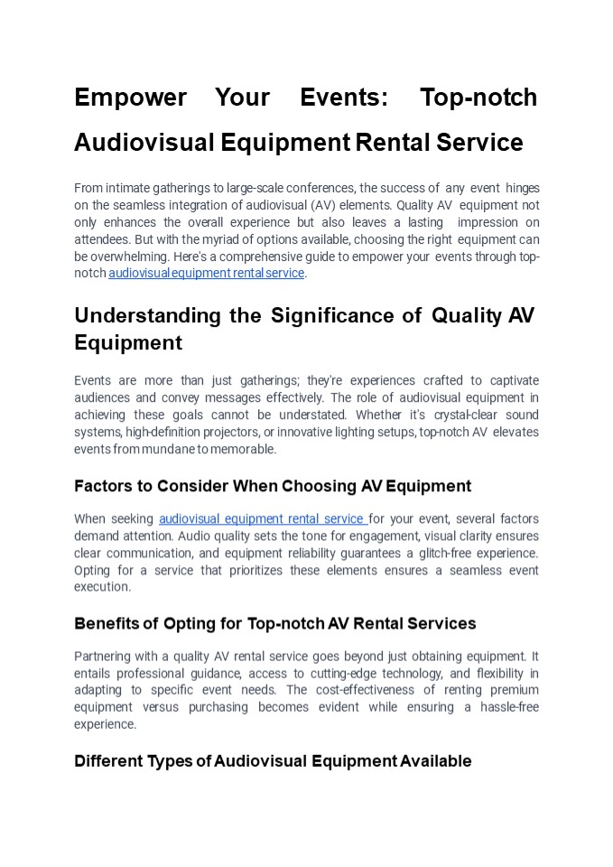 Empower Your Events: Top-notch Audiovisual Equipment Rental Service (2)