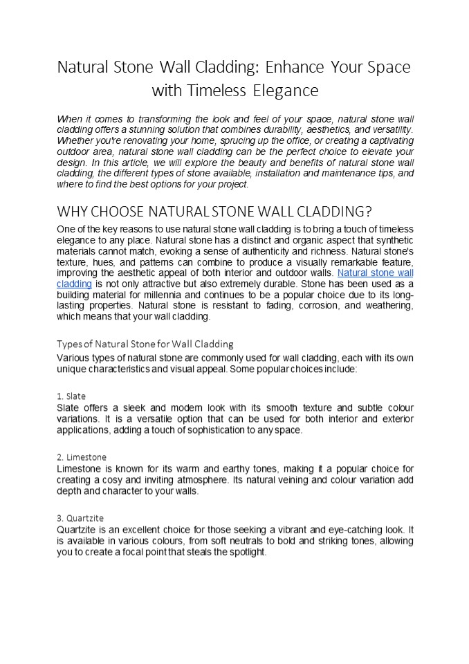 Natural Stone Wall Cladding: Upgrade Your Space