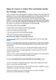 Investing in India: A Guide for Foreigners