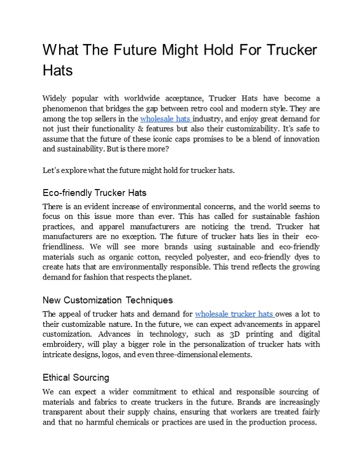 What The Future Might Hold For Trucker Hats