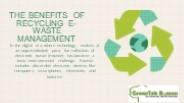 The Benefits of Recycling E-Waste Management