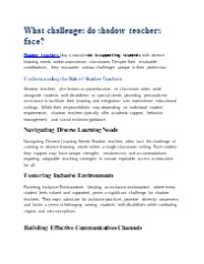 What challenges do shadow teachers face?