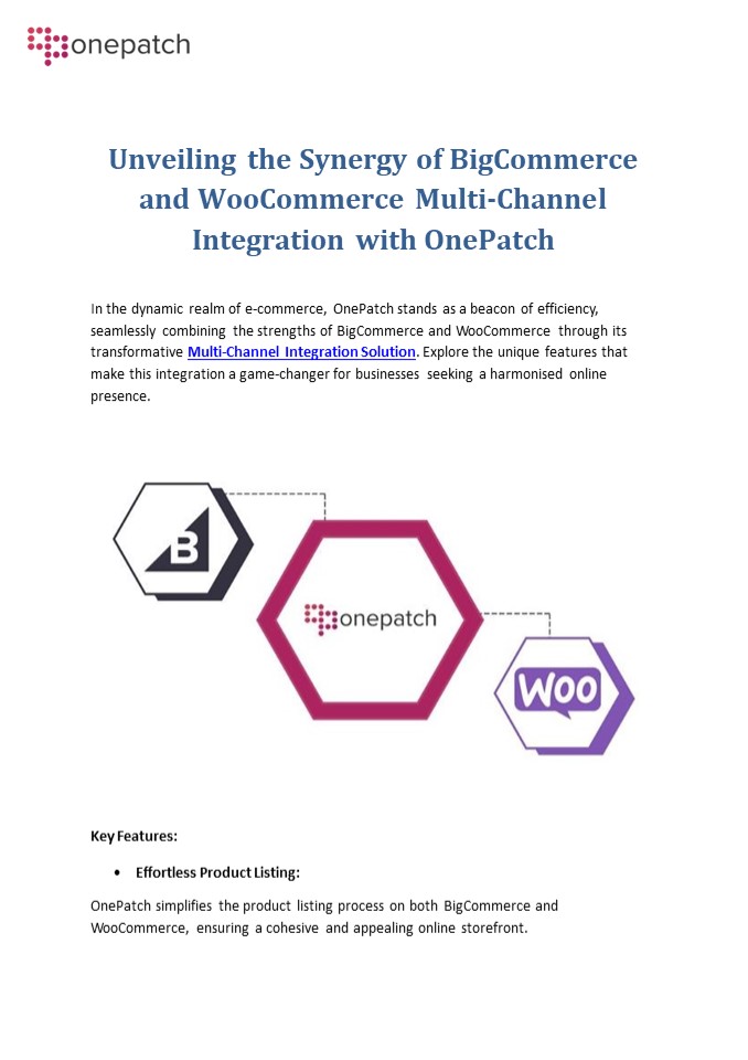 Unveiling the Synergy of BigCommerce and WooCommerce Multi-Channel Integration with OnePatch