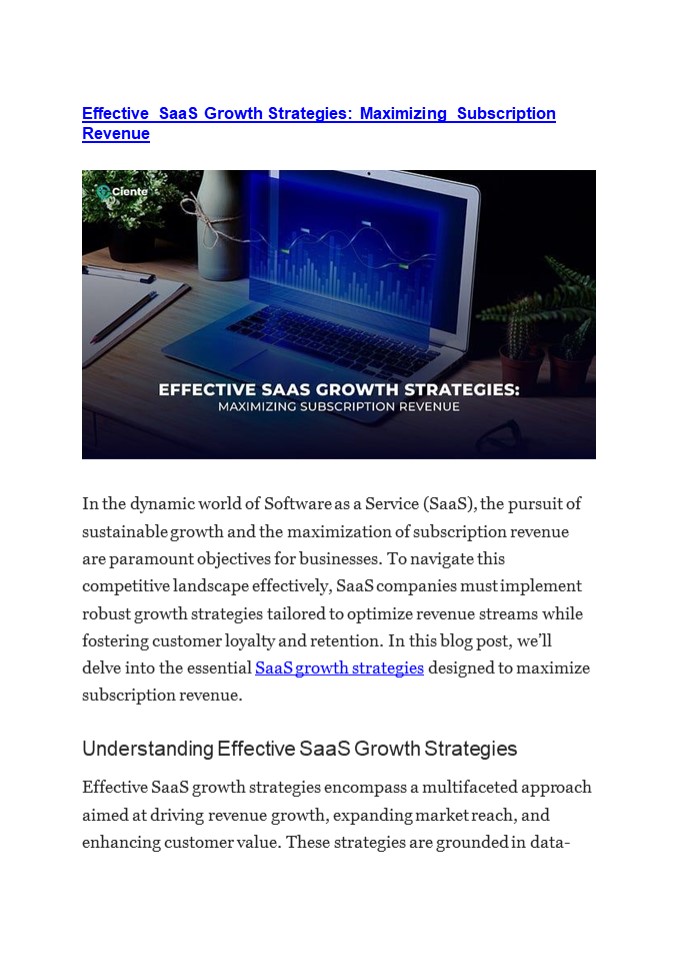Effective SaaS Growth Strategies: Maximizing Subscription Revenue