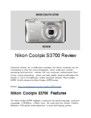 Nikon Coolpix S3700 Review