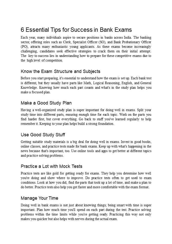 6 Essential Tips for Success in Bank Exams