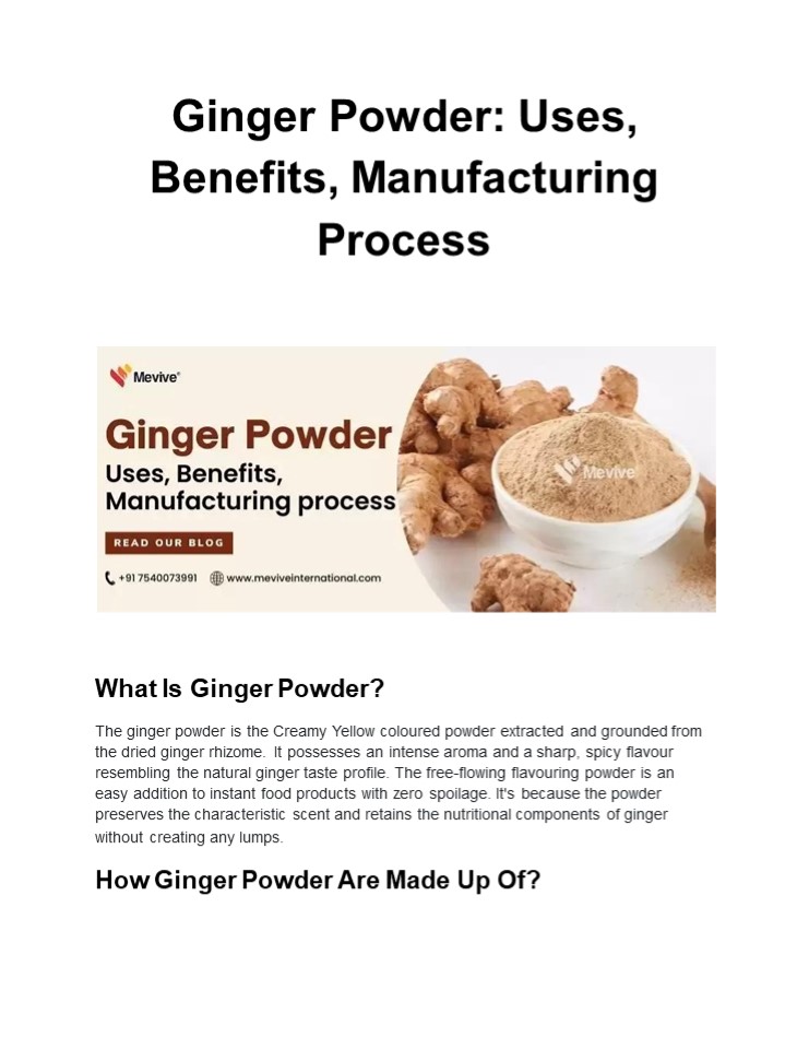 Ginger Powder: Uses, Benefits, Manufacturing Process