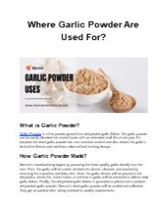 Where Garlic Powder Are Used For?