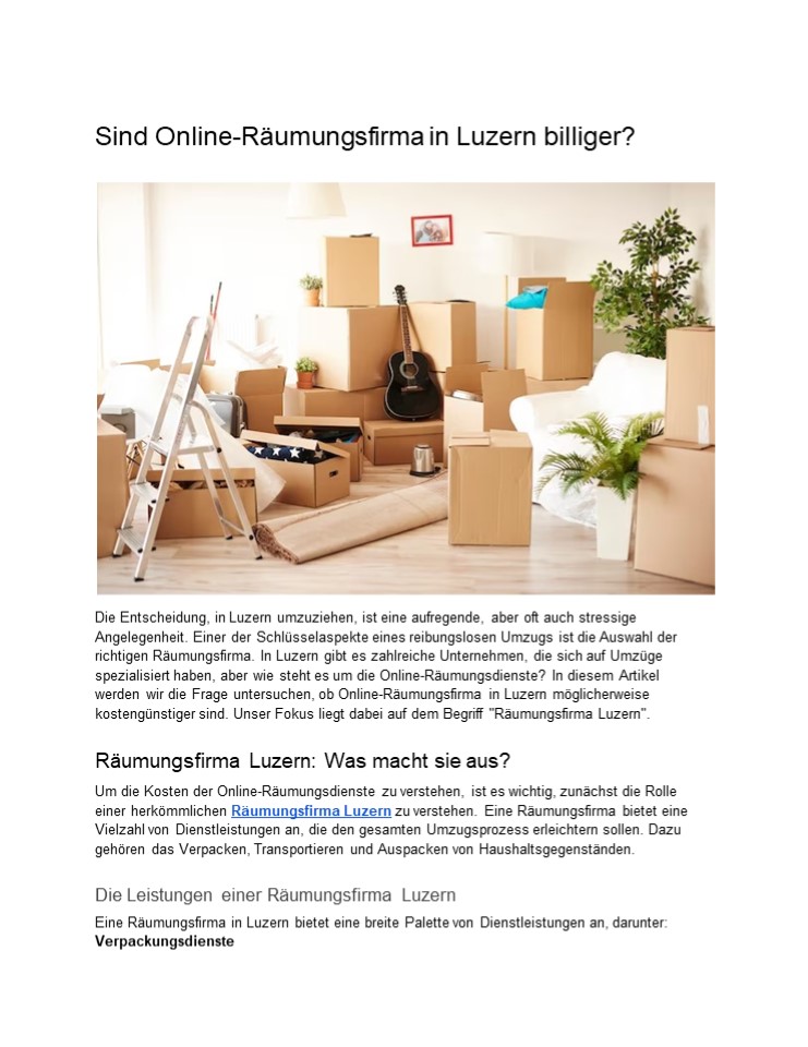 Sind Online-Räumungsfirma in Luzern billiger?
