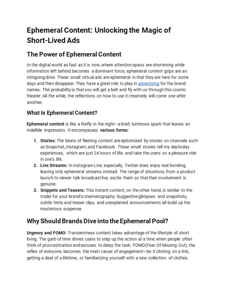 Ephemeral Content: The Magic of Short-Lived Ads