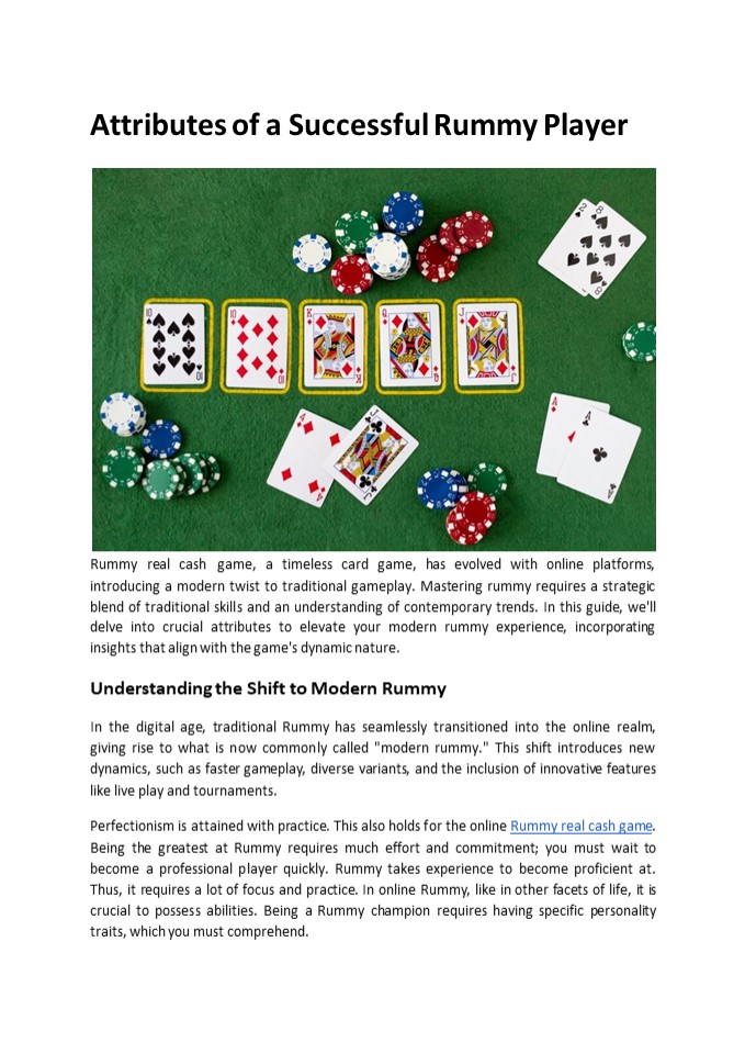 Attributes of a Successful Rummy Player
