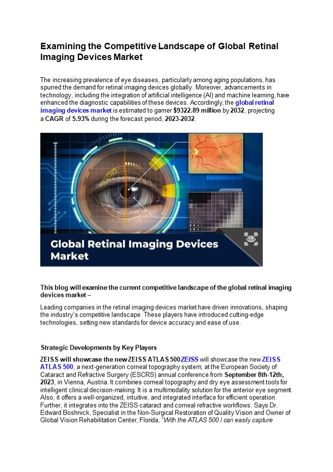 Examining the Competitive Landscape of Global Retinal Imaging Devices Market