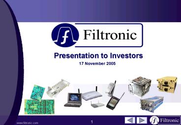 Presentation to Investors