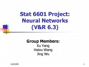 Stat 6601 Project: Neural Networks V