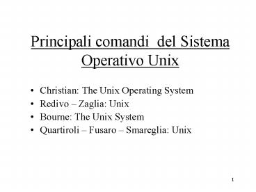 Principali comandi del Sistema Operativo Unix