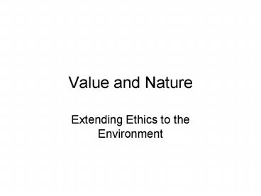 Value and Nature