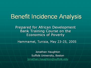 Benefit Incidence Analysis