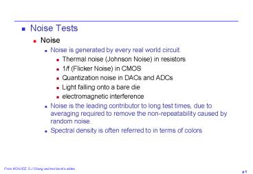 Noise Tests