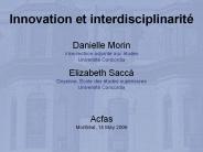 Innovation et interdisciplinarit