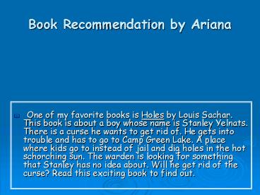 Book Recommendation by Ariana