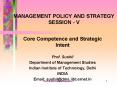 MANAGEMENT POLICY AND STRATEGY SESSION - V PowerPoint PPT Presentation