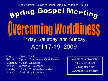Spring Gospel Meeting