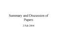 Summary and Discussion of Papers PowerPoint PPT Presentation
