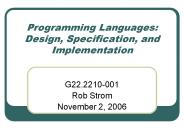 Programming Languages: Design, Specification, and Implementation