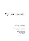 My Last Lecture PowerPoint PPT Presentation