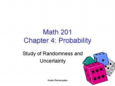 Math 201 Chapter 4: Probability