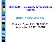 NUR 4636C Community Partnered Care Fall 1999