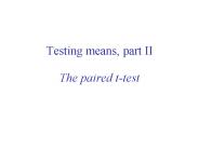 Testing means, part II The paired t-test