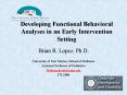 Developing Functional Behavioral Analyses in an Early Intervention Setting PowerPoint PPT Presentation