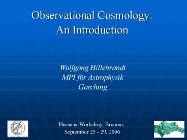 Observational Cosmology:
