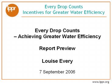 Every Drop Counts 